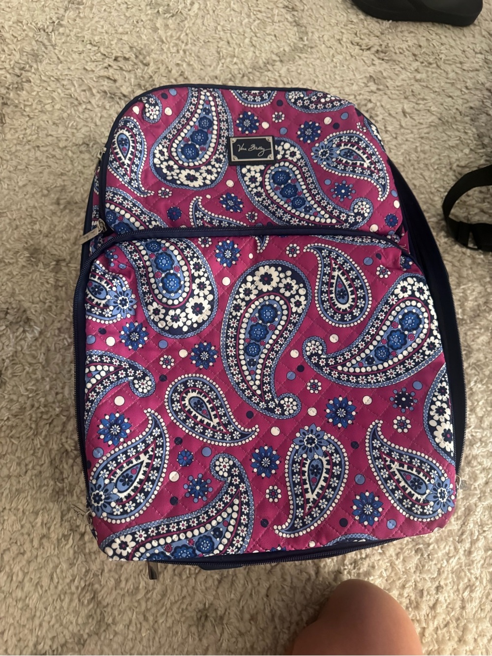 Vera Bradley Magenta Paisley Quilted suitcase with Blue Accents